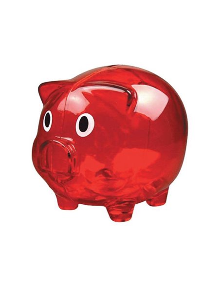 Κουμπαράς γουρουνάκι πλαστικός κόκκινος Υ10,1x12,6x10εκ.