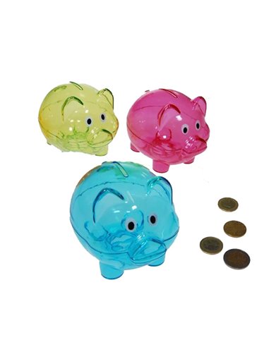 Κουμπαράς πλαστικός γουρουνάκι 3 χρώματα Υ10x11x7εκ.