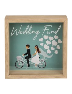 Κουμπαράς - κορνίζα ξύλινος Wedding Fund Υ20x20x5εκ.