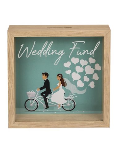 Κουμπαράς - κορνίζα ξύλινος Wedding Fund Υ20x20x5εκ.