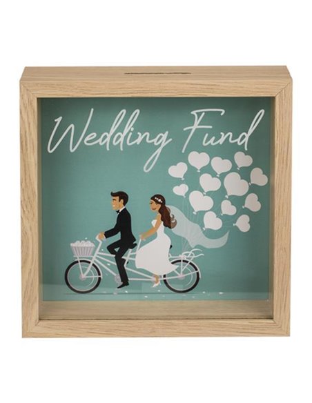 Κουμπαράς - κορνίζα ξύλινος Wedding Fund Υ20x20x5εκ.