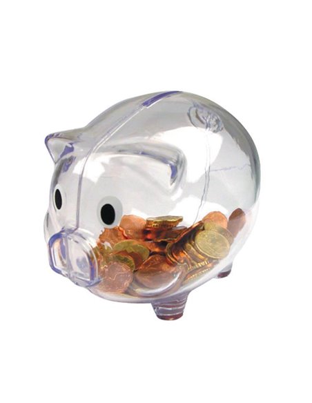 Κουμπαράς γουρουνάκι πλαστικός διάφανος Υ10,1x12,6x10εκ.