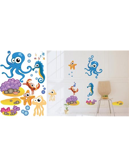 Αυτοκόλλητα τοίχου 50x70εκ. "ζωάκια της θάλασσας"