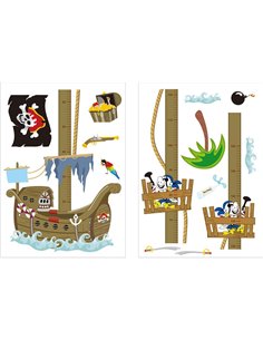 Αυτοκόλλητος υψομετρητής τοίχου 50x70εκ. "πειρατές"