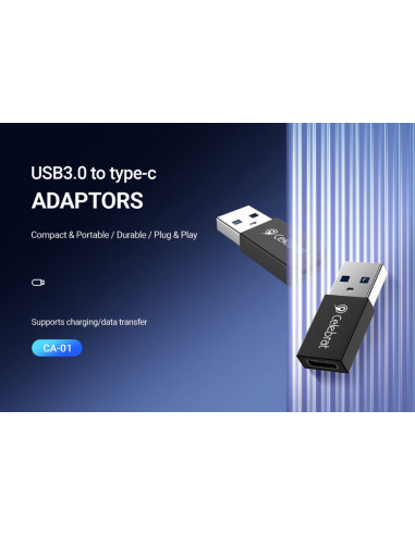 CELEBRAT αντάπτορας USB 3.0 σε USB-C CA-01, 3A, 5Gbps, μαύρος