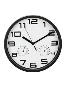 Ρολόι τοίχου με θερμόμετρο και υγρόμετρο λευκό Ø25εκ.