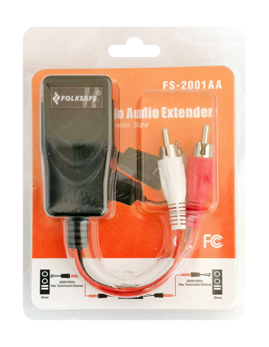 FOLKSAFE audio extender FS-2001AA μέσω καλωδίου RJ45, RCA σε RCA, έως 1000m