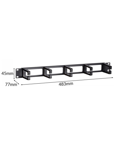 POWERTECH cable management NETW-0031 για rack 19"/1U, 5x γάντζοι, μαύρο