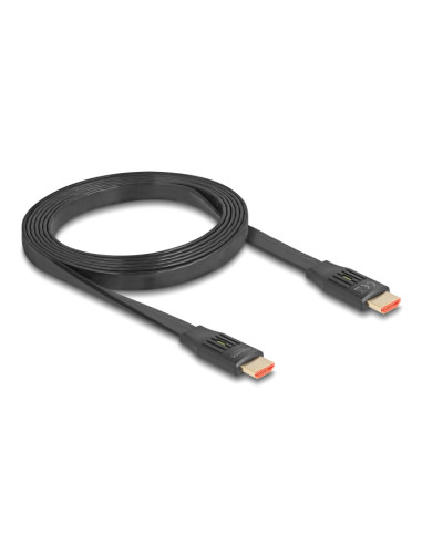 DELOCK καλώδιο HDMI 81002, flat, 8K/60Hz, 48 Gbps, eARC, HDR, 2m, μαύρο