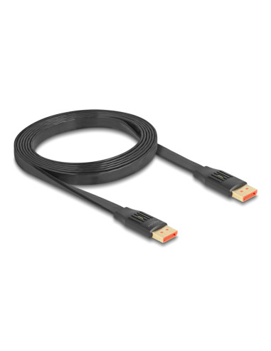 DELOCK καλώδιο DisplayPort 81006, flat, 8K/60Hz 32.4 Gbps HDR, 2m, μαύρο