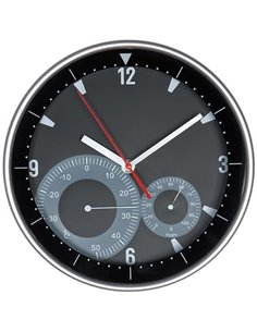 Ρολόι τοίχου θερμόμετρο-υγρόμετρο μαύρο καντράν Ø25,3εκ.