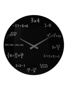 Ρολόι τοίχου γυάλινο μαύρο "mathematic" Ø35εκ.