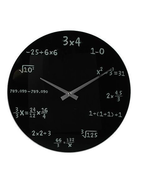 Ρολόι τοίχου γυάλινο μαύρο "mathematic" Ø35εκ.