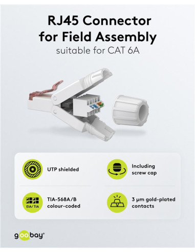 GOOBAY βύσμα RJ45 65942, CAT 6 UTP, tool-free, λευκό