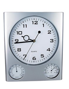 Ρολόι τοίχου θερμόμετρο-υγρόμετρο λευκό καντράν 27.5x32x2,5εκ.