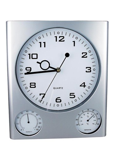 Ρολόι τοίχου θερμόμετρο-υγρόμετρο λευκό καντράν 27.5x32x2,5εκ.
