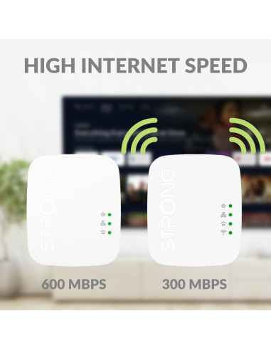 STRONG Powerline Kit POWERLWF600DUOMINI, 600Mbps, 300Mbps WiFi, 2τμχ