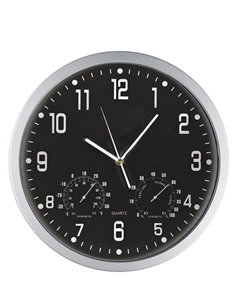 Ρολόι τοίχου θερμόμετρο-υγρόμετρο μαύρο καντράν Ø35εκ.