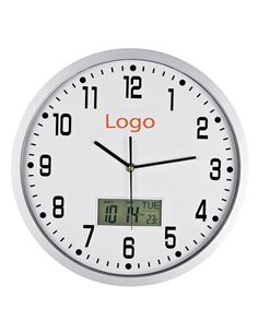 Ρολόι τοίχου ψηφ. ένδειξη ημερομηνίας-θερμοκασίας Ø35εκ.