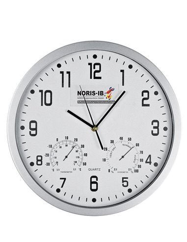 Ρολόι τοίχου θερμόμετρο-υγρόμετρο λευκό καντράν Ø35εκ.