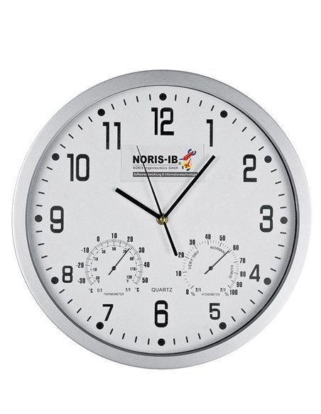 Ρολόι τοίχου θερμόμετρο-υγρόμετρο λευκό καντράν Ø35εκ.