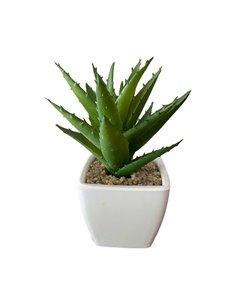 Κάκτος τεχνητός Nextdeco Υ15εκ., σε λευκό γλαστράκι Ø10εκ. σχέδιο 3