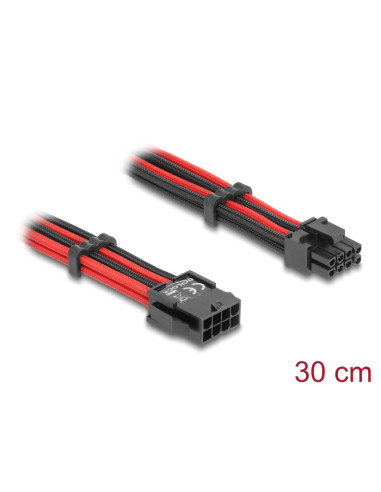 DELOCK καλώδιο 8 pin σε 6+2 pin PCIe 80975 με υφασμάτινη επένδυση, 30cm