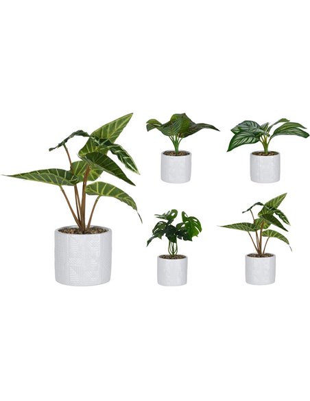 Φυτό τεχνητό 25εκ., σε λευκό κεραμικό γλαστράκι Ø11x10εκ.