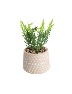 Γλαστράκι κεραμικό, μπεζ με τεχνητό φυτό Ø9,5xY16εκ.