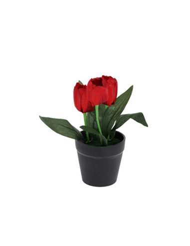Τουλίπα κόκκινη τεχνητή Υ22x7x7εκ.  σε μαύρη γλάστρα