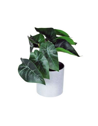 Φυτό τεχνητό Ντιφενμπάχια 18εκ., σε γκρι πλαστικό γλαστράκι Ø8xΥ8εκ.