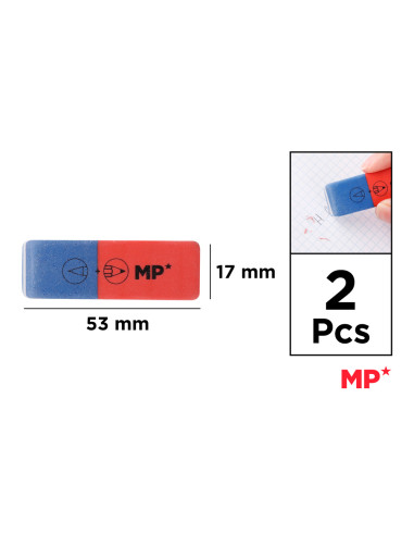 MP γόμα PG191 για μολύβι & στυλό, 17x53mm, 2τμχ