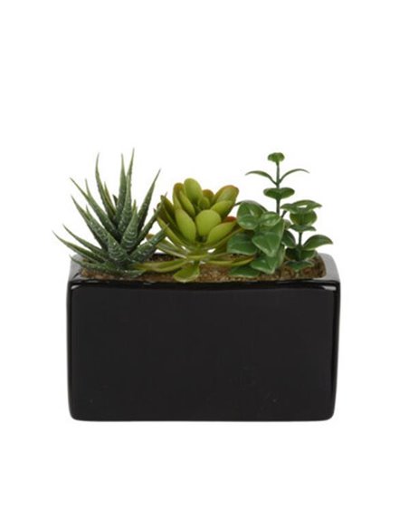 Τεχνητό παχύφυτο I σε ορθογώνια κεραμική γλάστρα Υ14x15x8εκ.