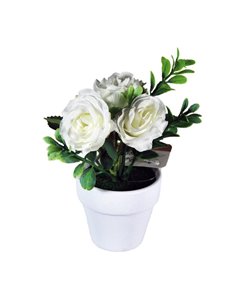 Τριανταφυλλιά λευκή τεχνητή Υ14x7x7εκ.  σε λευκή γλάστρα