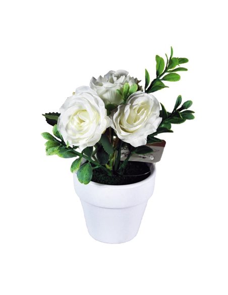 Τριανταφυλλιά λευκή τεχνητή Υ14x7x7εκ.  σε λευκή γλάστρα