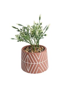 Γλαστράκι κεραμικό, τερακότα με τεχνητό φυτό Ø9,5xY16εκ.