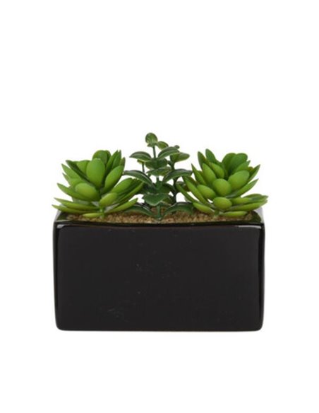Τεχνητό παχύφυτο III σε ορθογώνια κεραμική γλάστρα Υ14x15x8εκ.