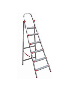 Σκάλα αλουμινίου με 6 σκαλοπάτια ασημί  Υ200εκ.