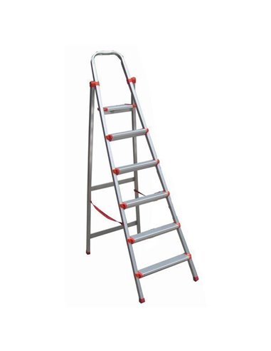 Σκάλα αλουμινίου με 6 σκαλοπάτια ασημί  Υ200εκ.