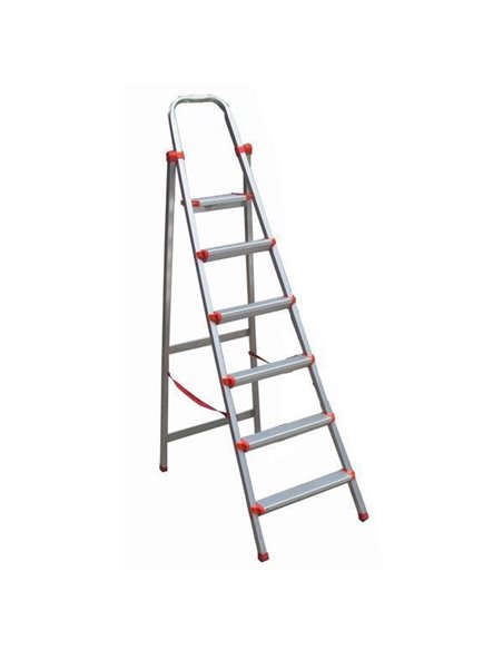 Σκάλα αλουμινίου με 6 σκαλοπάτια ασημί  Υ200εκ.