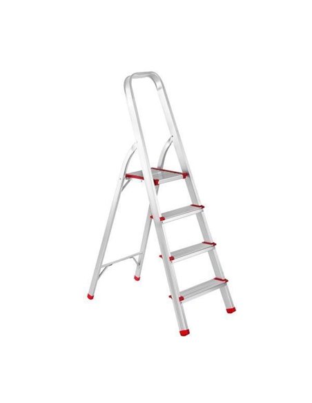 Σκάλα αλουμινίου με 4 σκαλοπάτια ασημί  Υ140εκ.