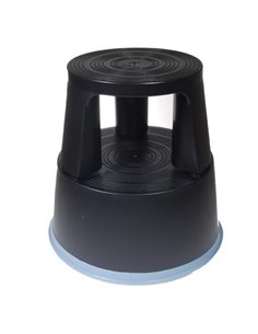 Πλαστικό σκαμπό-σκαλοπάτι με ρόδες, μαύρο Υ43xØ29x45εκ.