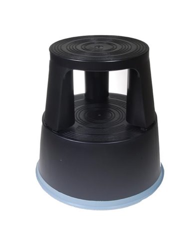 Πλαστικό σκαμπό-σκαλοπάτι με ρόδες, μαύρο Υ43xØ29x45εκ.