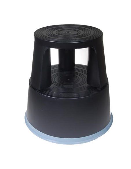 Πλαστικό σκαμπό-σκαλοπάτι με ρόδες, μαύρο Υ43xØ29x45εκ.