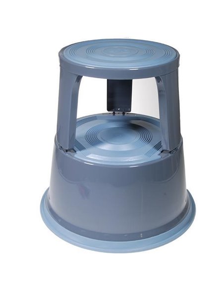 Μεταλλικό σκαμπό-σκαλοπάτι με ρόδες, ανοιχτό γκρι Υ43xØ29x45εκ.