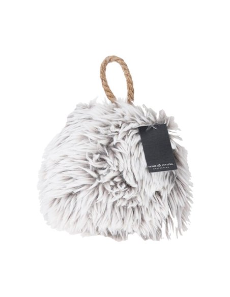 Στοπ πόρτας γούνινο, Υ15x10x15εκ. Γκρι