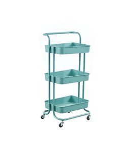 Τρόλεϊ- καλάθι, Υ87x45x37 εκ., με 3 θήκες αποθήκευσης μπλε βεραμάν