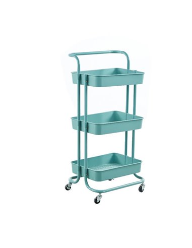 Τρόλεϊ- καλάθι, Υ87x45x37 εκ., με 3 θήκες αποθήκευσης μπλε βεραμάν