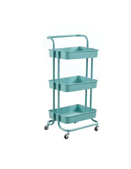 Τρόλεϊ- καλάθι, Υ87x45x37 εκ., με 3 θήκες αποθήκευσης μπλε βεραμάν