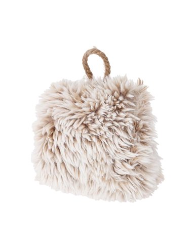 Στοπ πόρτας γούνινο, Υ15x10x15εκ. Μπεζ